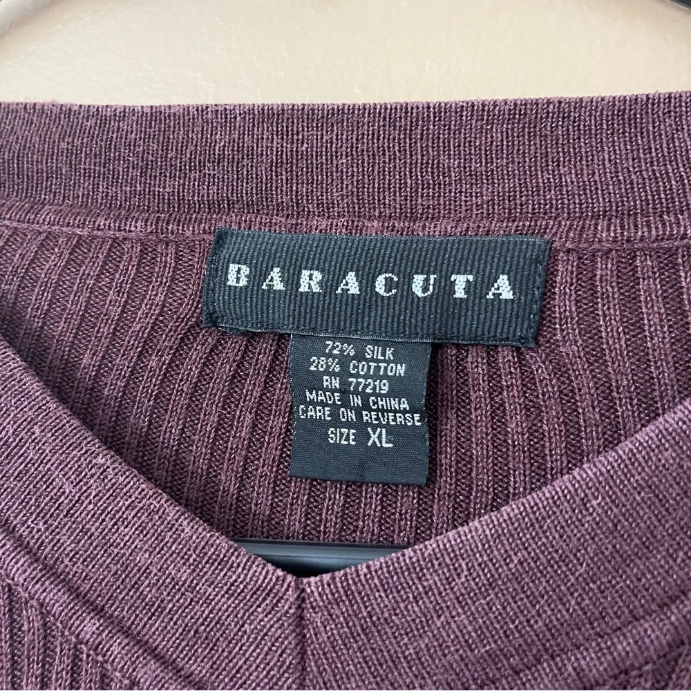 Barracuda MENS silk and cotton v neck plum sweater size XL